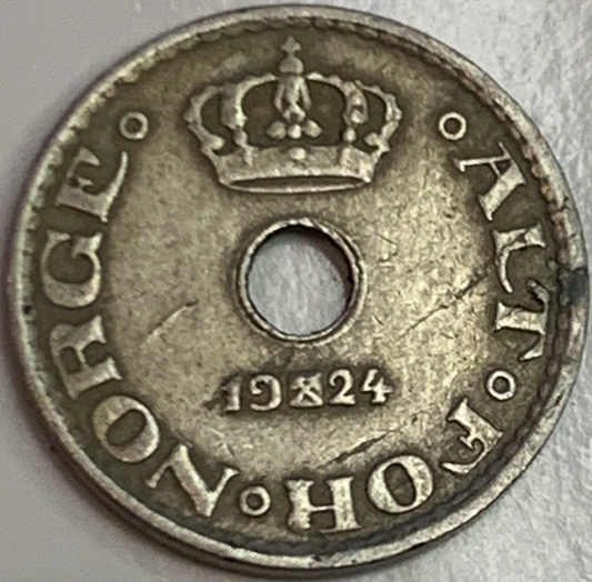 Norway 10 Öre 1924 - King Haakon VII Era, Collectible Copper-Nickel Coin