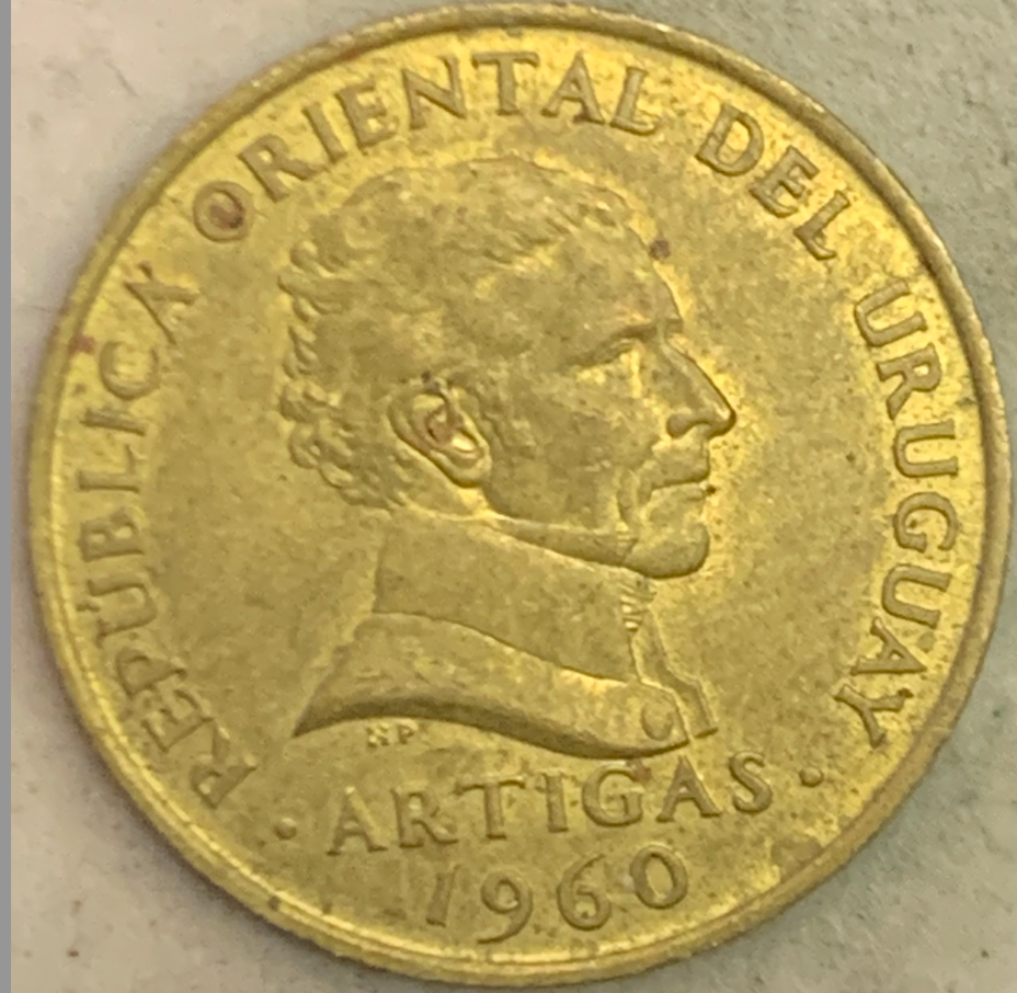 1960 Uruguay 10 Centésimos - Nickel-Brass Coin, Minted in London