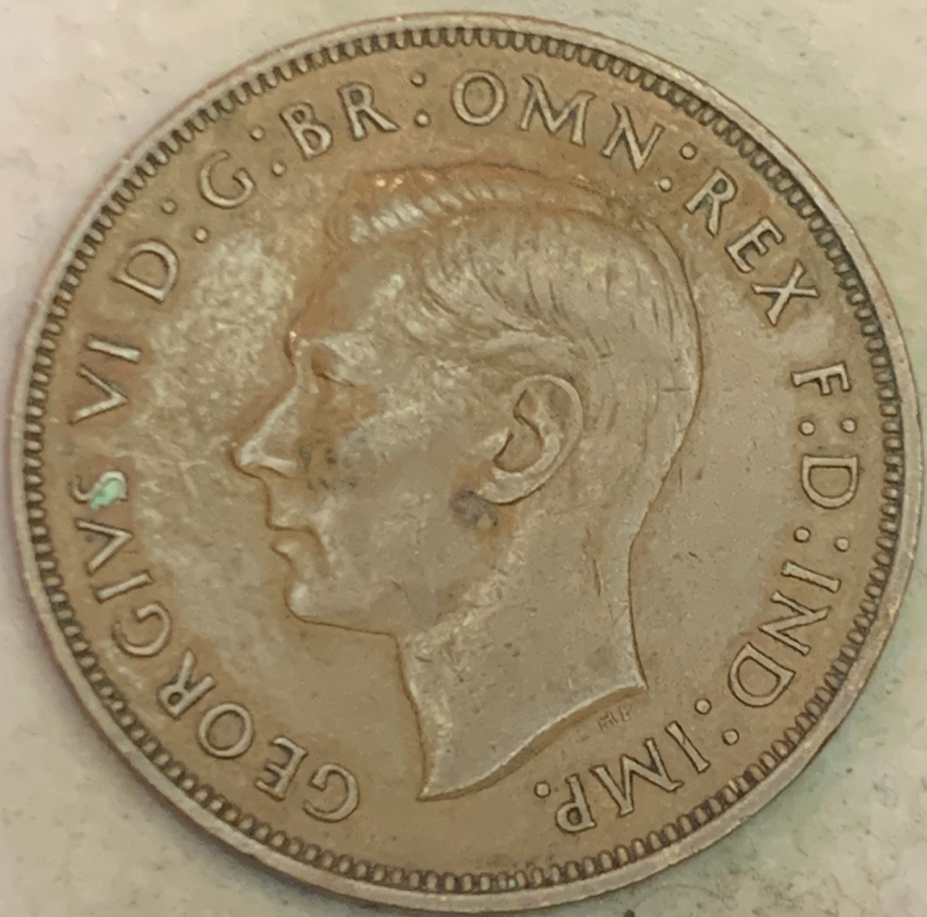 1947 United Kingdom 1 Penny - George VI, London Minted, Rare Find