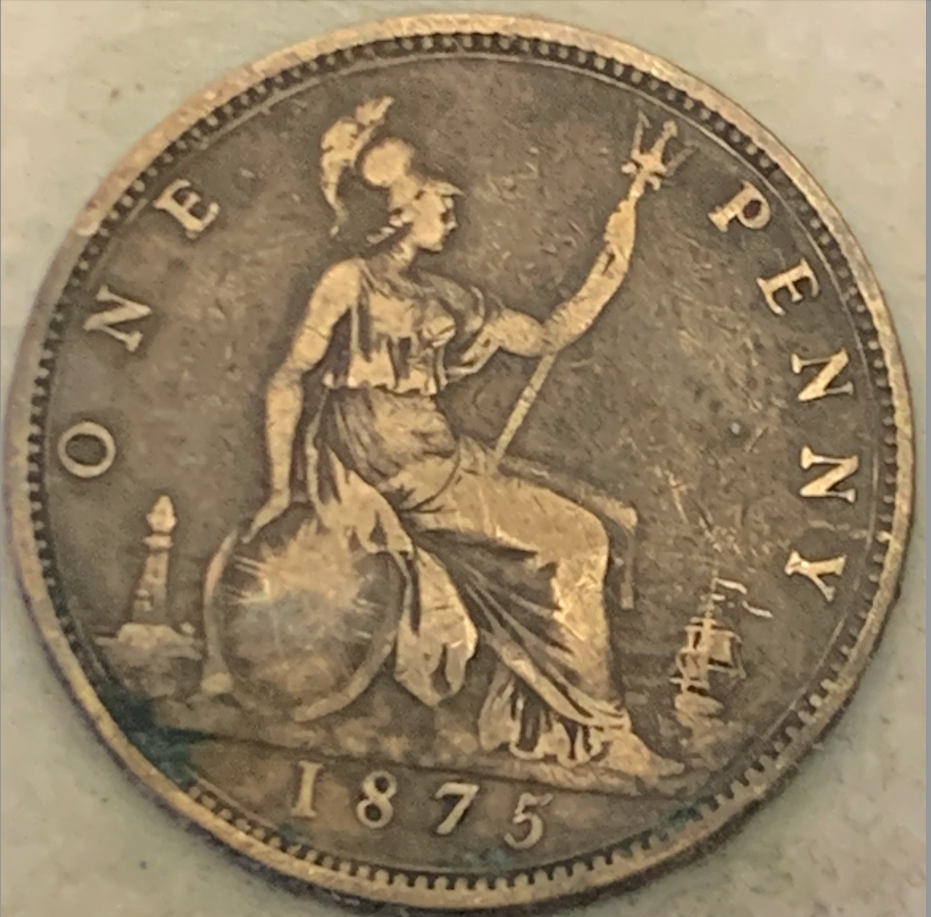 1875 Queen Victoria 1 Penny - Limited Mintage, Collectible Bronze Coin