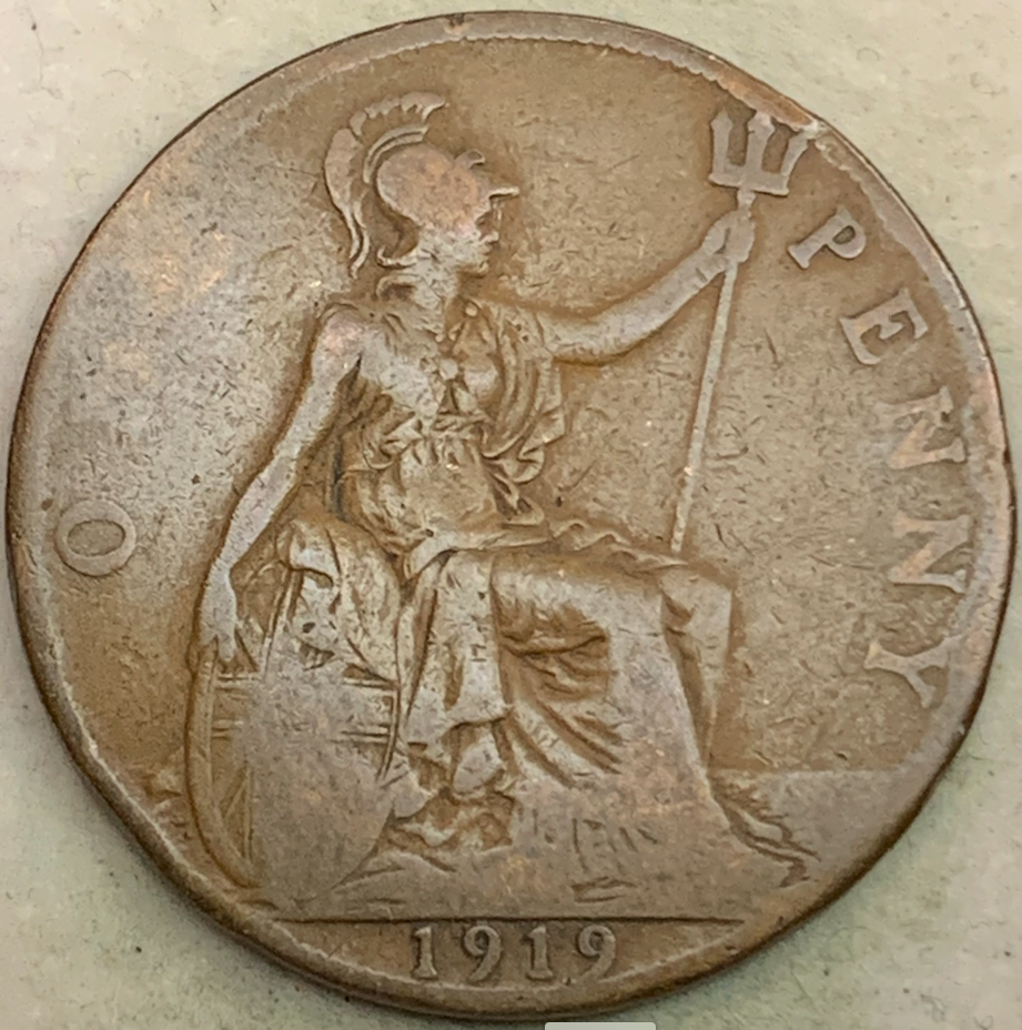 Historic 1911-1926 UK 1 Penny - King George V, Bronze