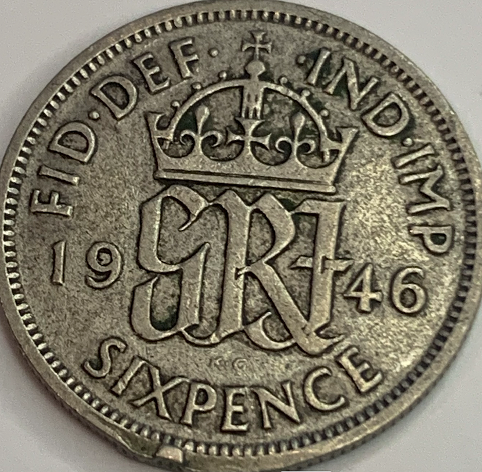 Vintage 1937-1946 UK Sixpence | Silver Coin from King George VI Era