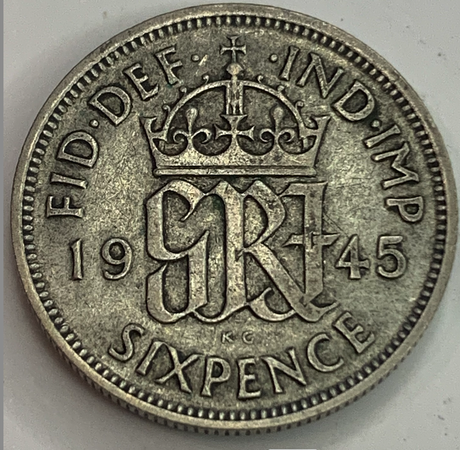 Vintage 1937-1946 UK Sixpence | Silver Coin from King George VI Era