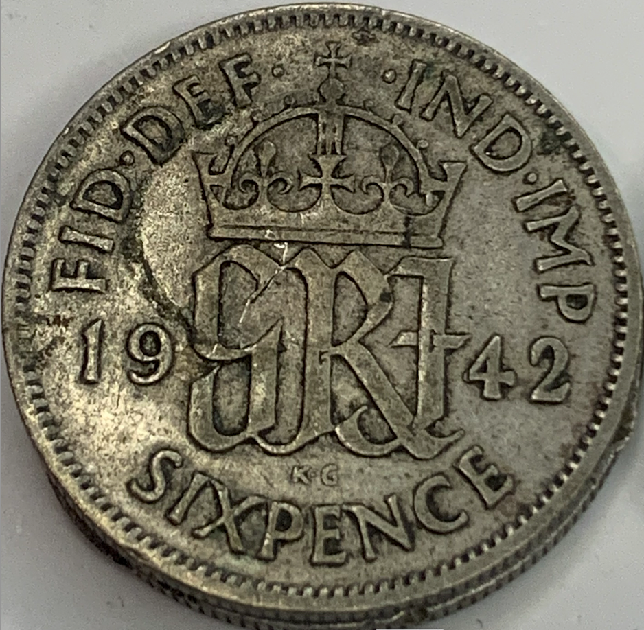 Vintage 1937-1946 UK Sixpence | Silver Coin from King George VI Era