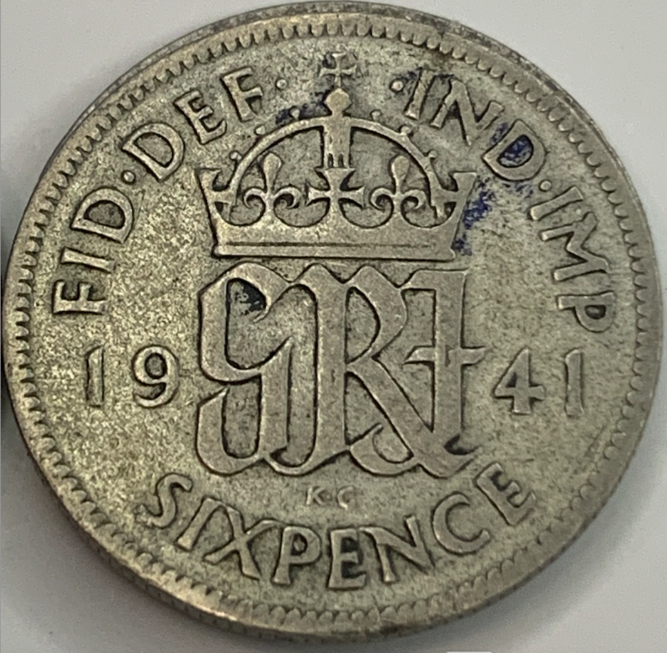 Vintage 1937-1946 UK Sixpence | Silver Coin from King George VI Era