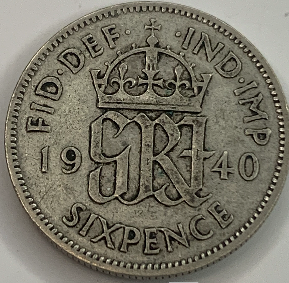 Vintage 1937-1946 UK Sixpence | Silver Coin from King George VI Era