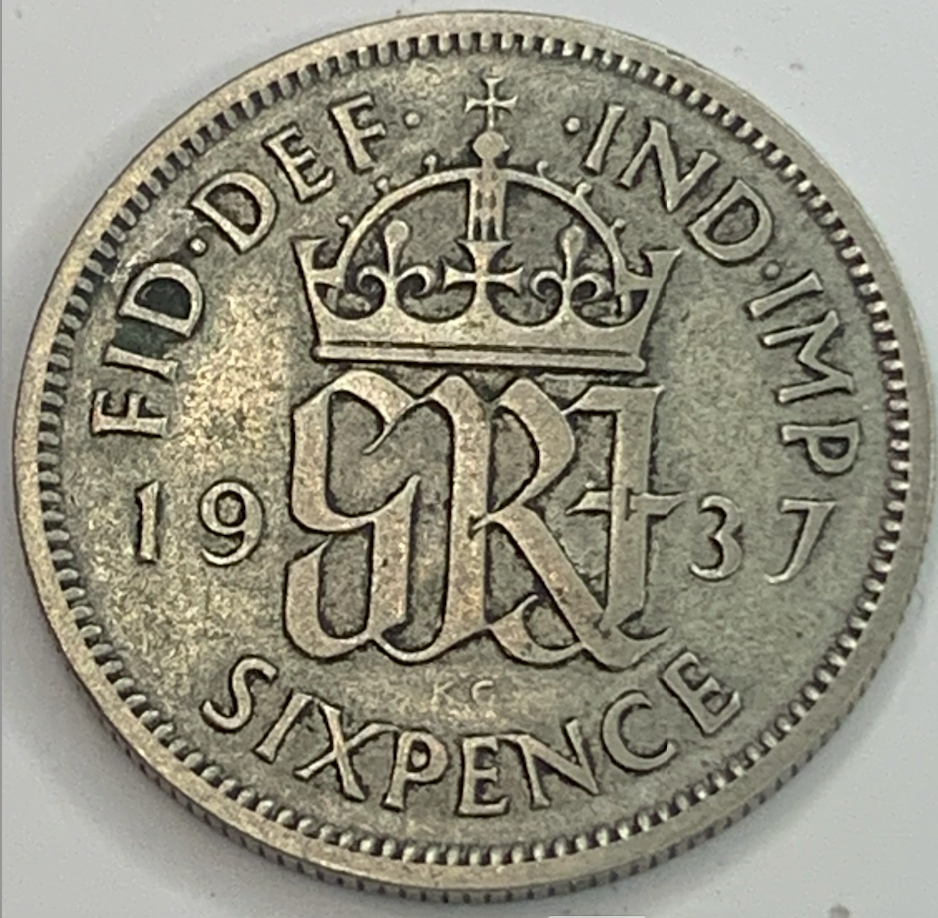 Vintage 1937-1946 UK Sixpence | Silver Coin from King George VI Era