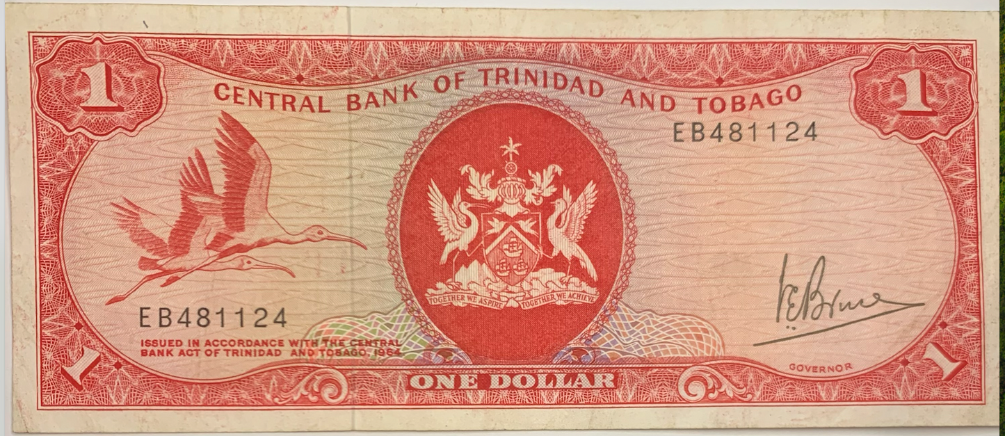 1977 Trinidad and Tobago 1 Dollar Banknote – 2nd Issue, Scarlet Ibis Design