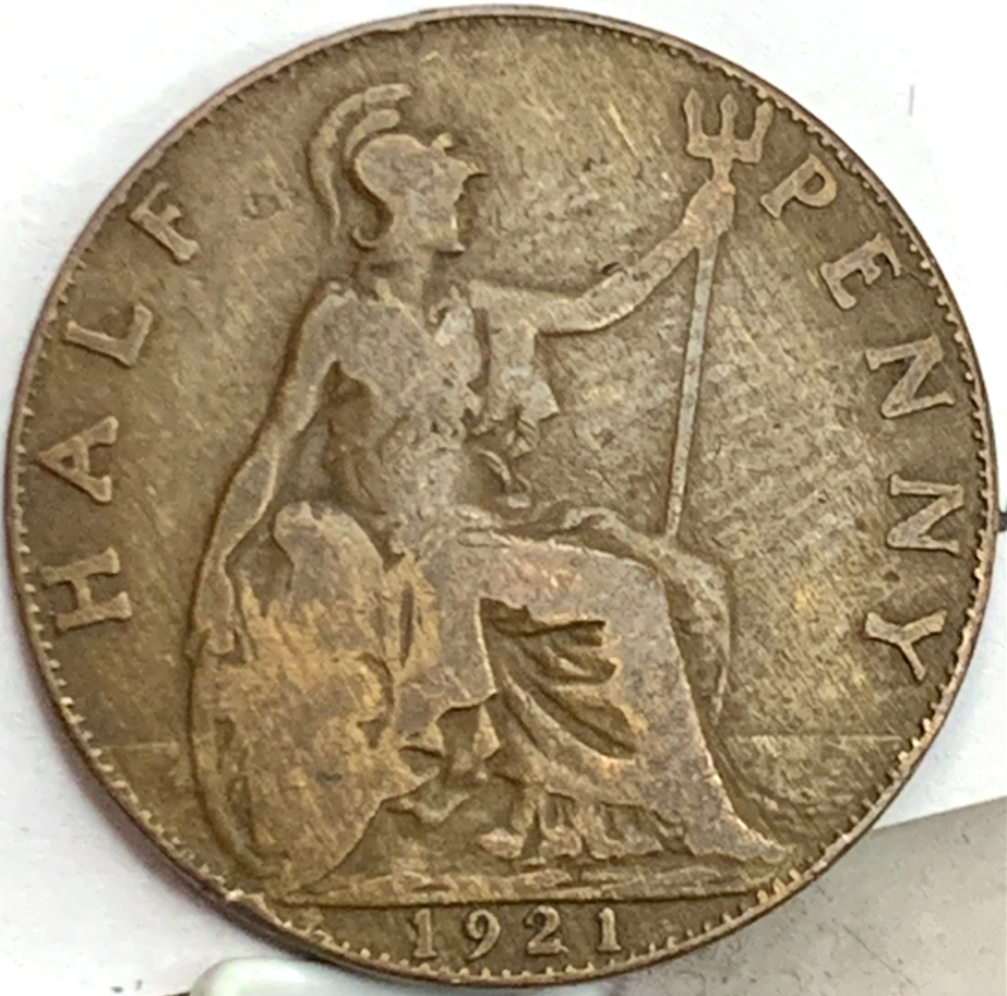 1911-1925 UK ½ Penny - Bronze Coin, King George V Series