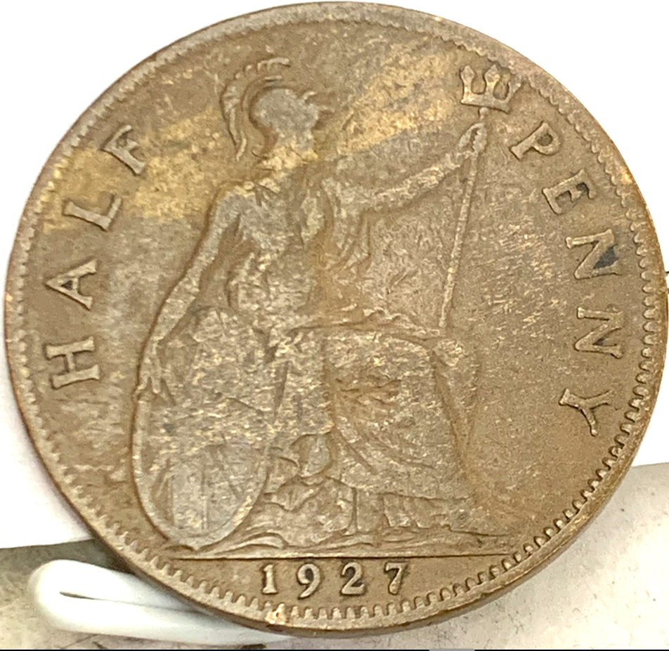 Collectible 1928-1936 UK ½ Penny - Bronze, Smooth Edge, King George V