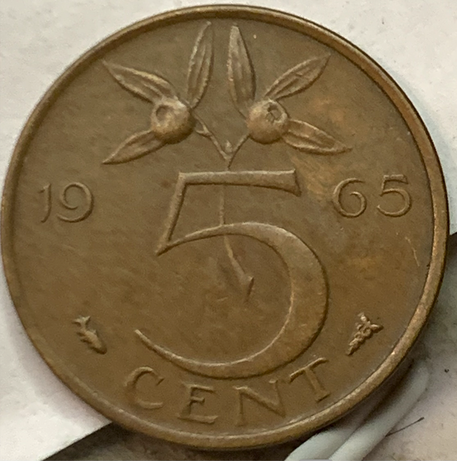 Netherlands 5 Cents 1950-1980 – Rare Bronze Coin from Queen Juliana’s Reign