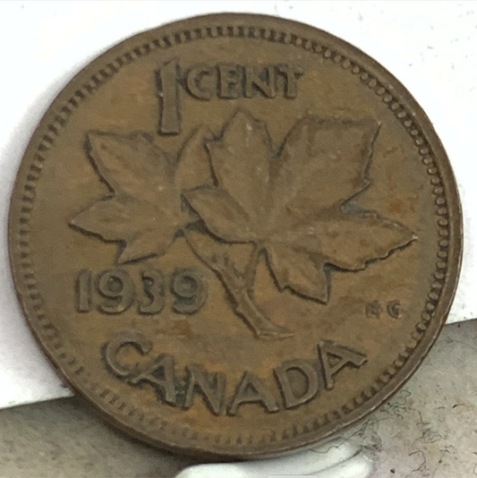 Canada 1 Cent 1937-1947 – King George VI, Smooth Edge Bronze Coin