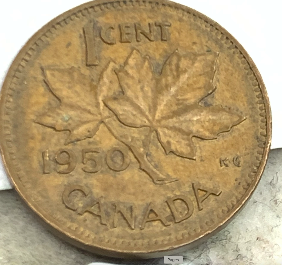 Collectible 1948-1952 Canada 1 Cent – Smooth Edge Bronze Penny