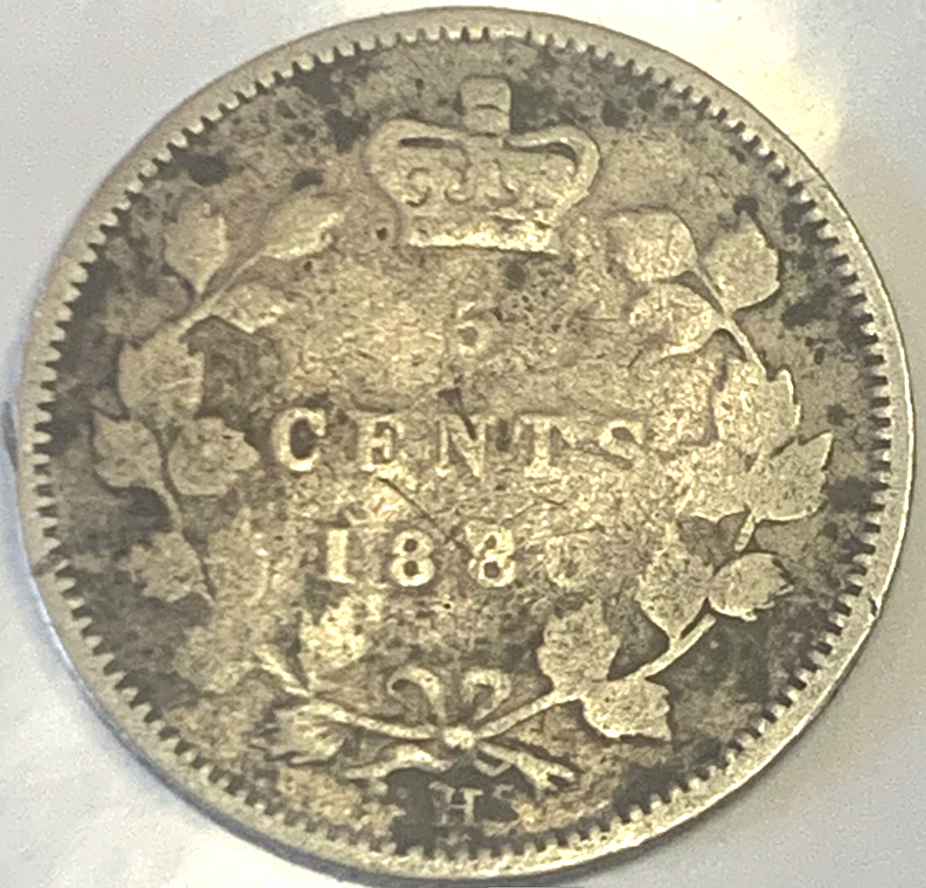 Super Rare 1888 Canada 5 Cents - Limited London Mint Queen Victoria Coin!