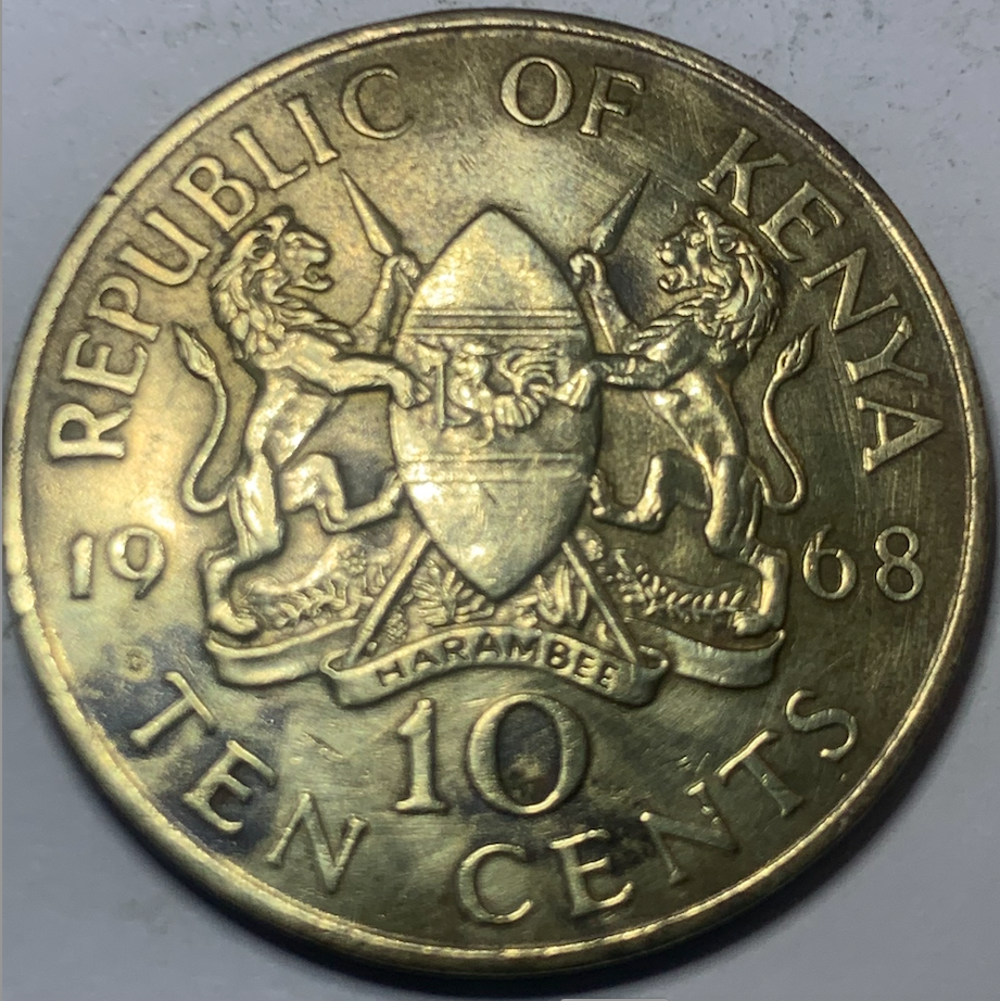 Vintage Kenya 10 Cents 1968 – Nickel-Brass Treasure from London Mint