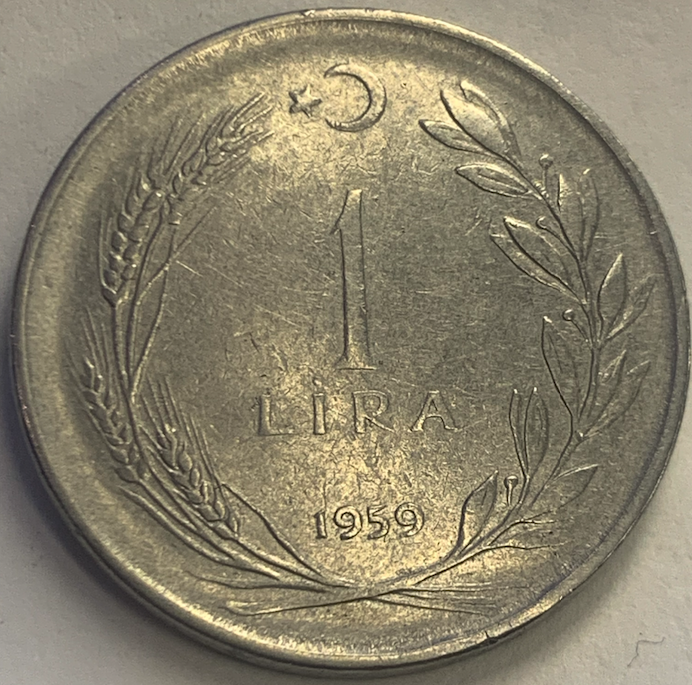 Vintage Turkey 1 Lira Coins (1959-1966): Stainless Steel Collector’s Trio