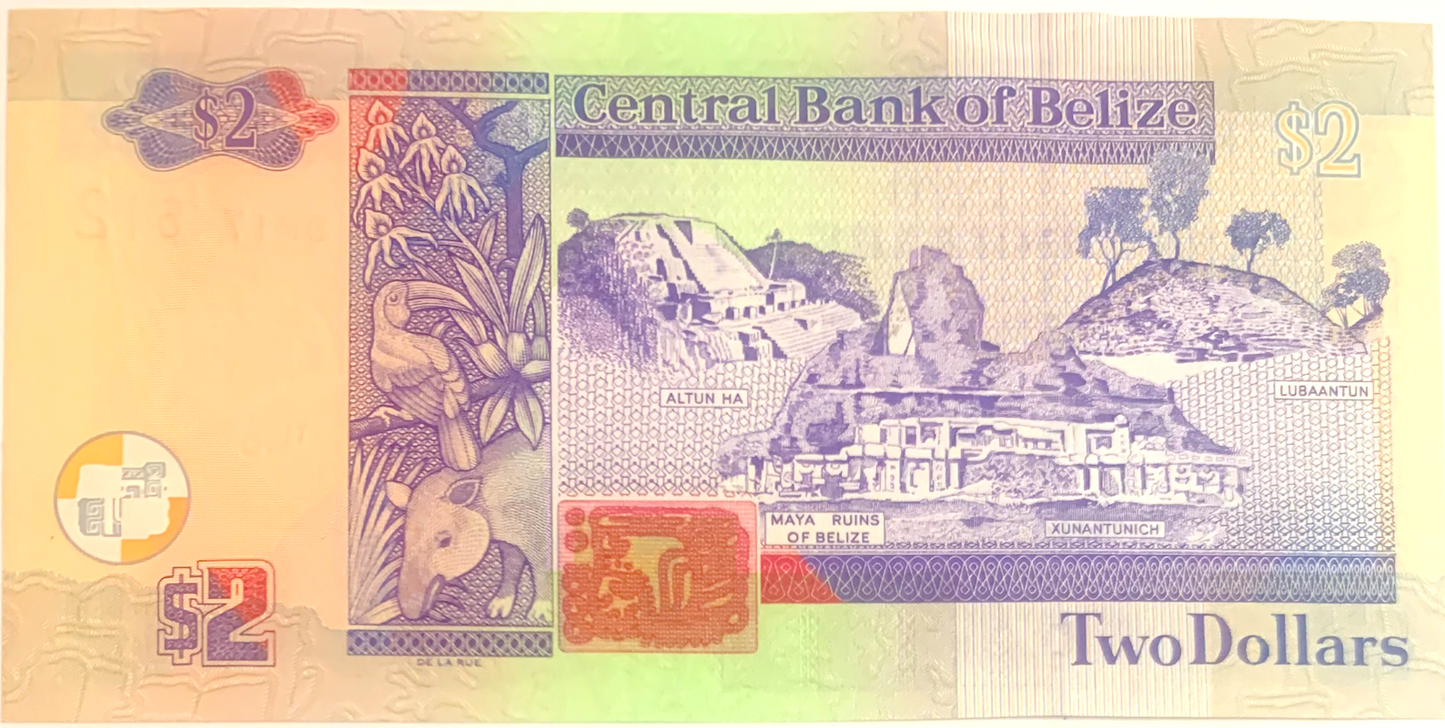 Unique 2014 Belize $2 Note - A Must-Have for Banknote Collectors!