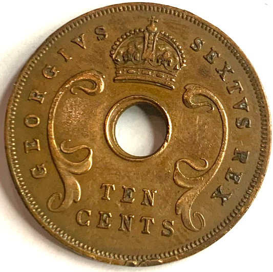 Rare British East Africa 10 Cents Coin 1952 – Bronze Masterpiece of George VI!”