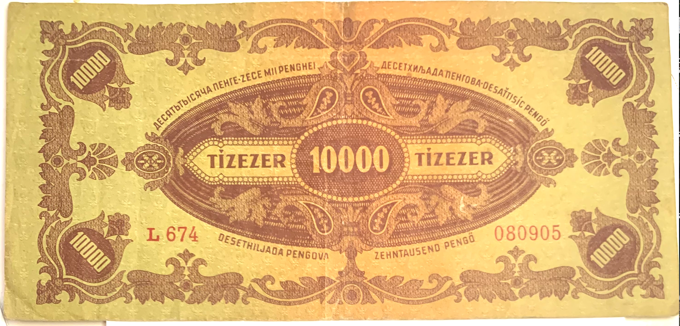 Rare Hungary 10,000 Pengő Banknote (1945) – Historic WWII-Era Collectible!