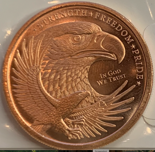 GSM Silver Eagle Design in Copper – 1 oz of Strength, Freedom, Pride