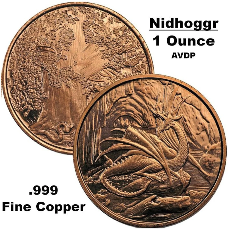 1 oz Nidhogger Dragon Copper Coin – Norse Mythology in .999 Fine Copper