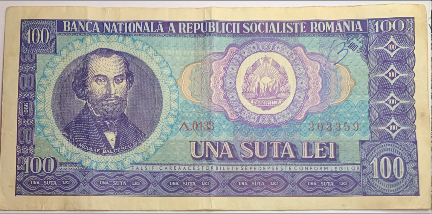 Rare 1966 Romania 100 Lei Banknote – Socialist Era Historical Currency