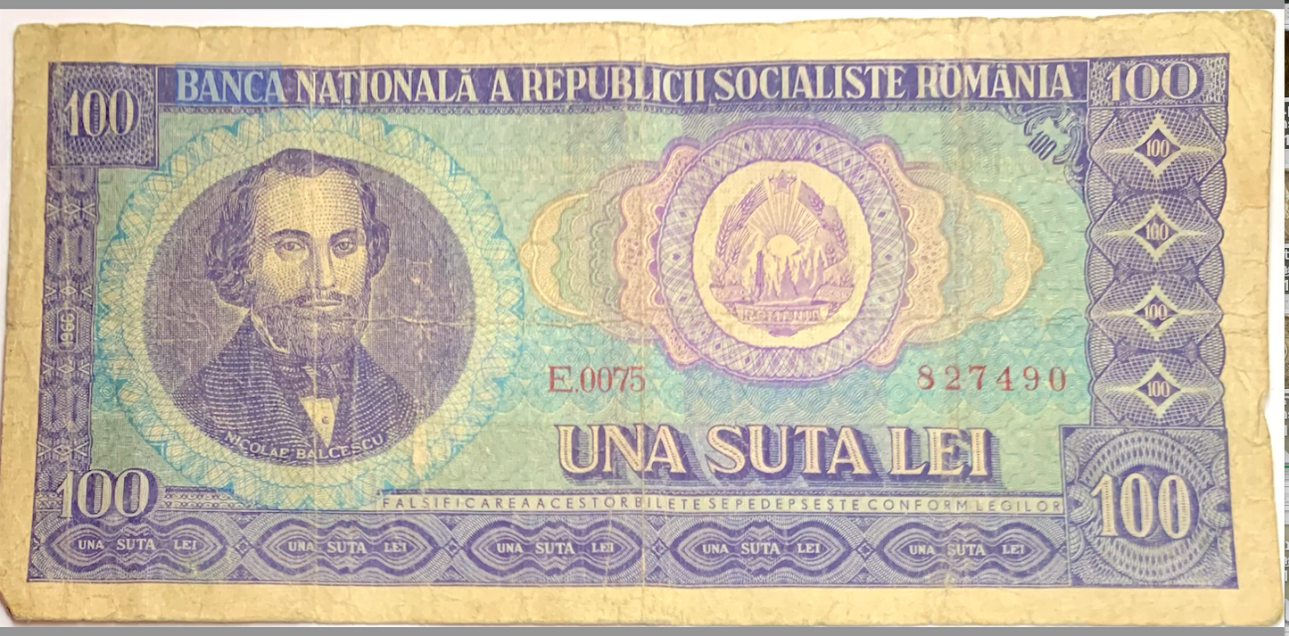 Rare 1966 Romania 100 Lei Banknote – Socialist Era Historical Currency