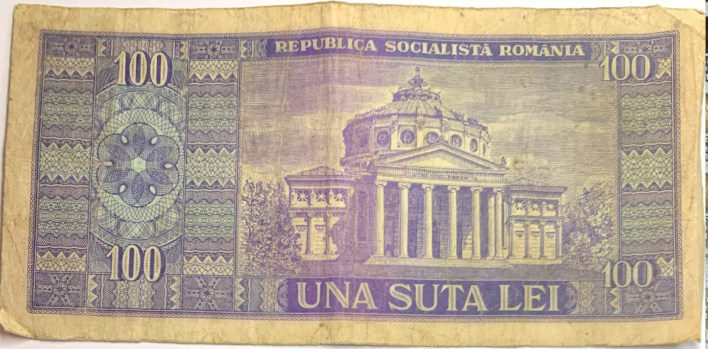 Rare 1966 Romania 100 Lei Banknote – Socialist Era Historical Currency