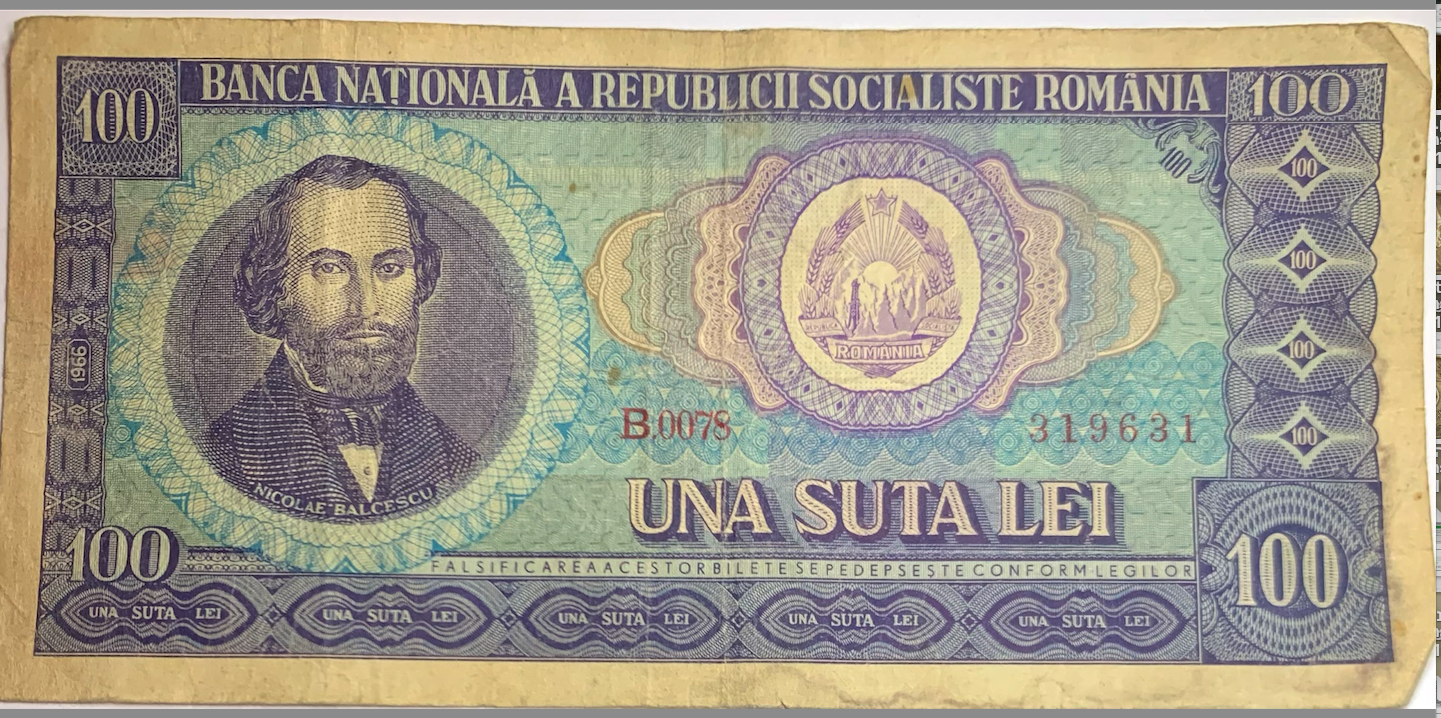 Rare 1966 Romania 100 Lei Banknote – Socialist Era Historical Currency