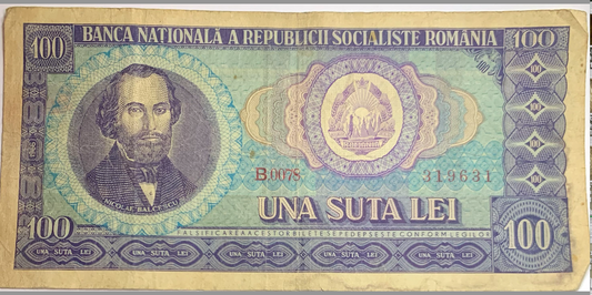 Rare 1966 Romania 100 Lei Banknote – Socialist Era Historical Currency