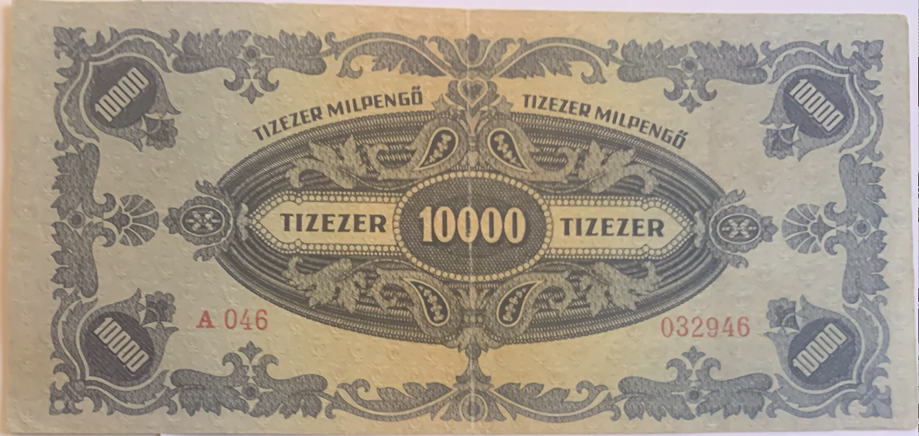 Rare 10,000 Milpengő Banknote – Historic Hungarian Hyperinflation Era