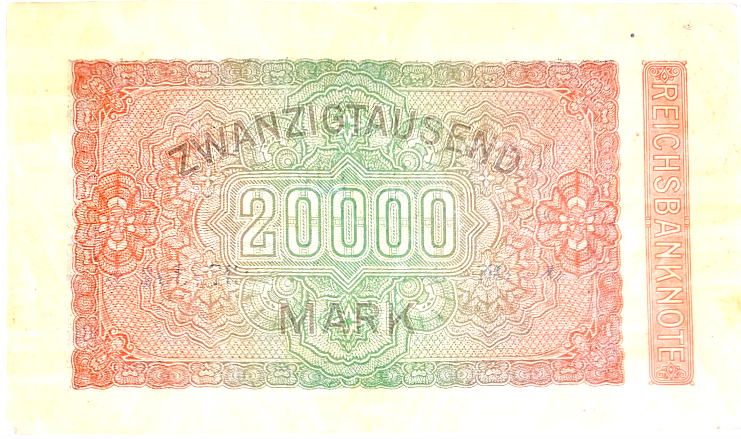 Authentic 20,000 Mark Reichsbanknote (1923) – A Piece of Inflation-Era History