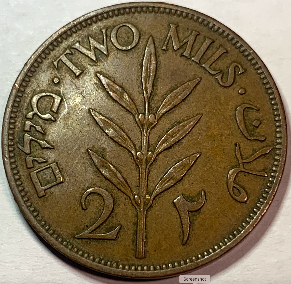 Rare 1942 British Palestine 2 Mils Coin – London Mint, Limited Mintage!