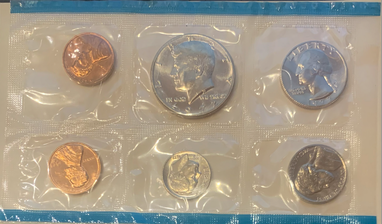 1972 United States Mint Uncirculated 11-Coin Set - Philadelphia, Denver, and San Francisco Mints