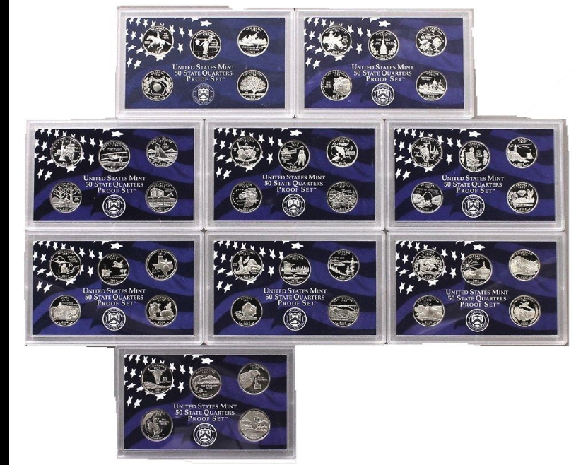 1999-S to 2007 State Quarters Proof Set Collection - No Boxes - (1/4) US Mint Proof