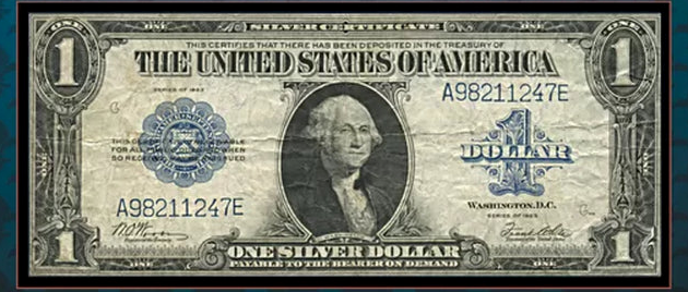 1923 Large Size Silver Certificate: Traditional Display