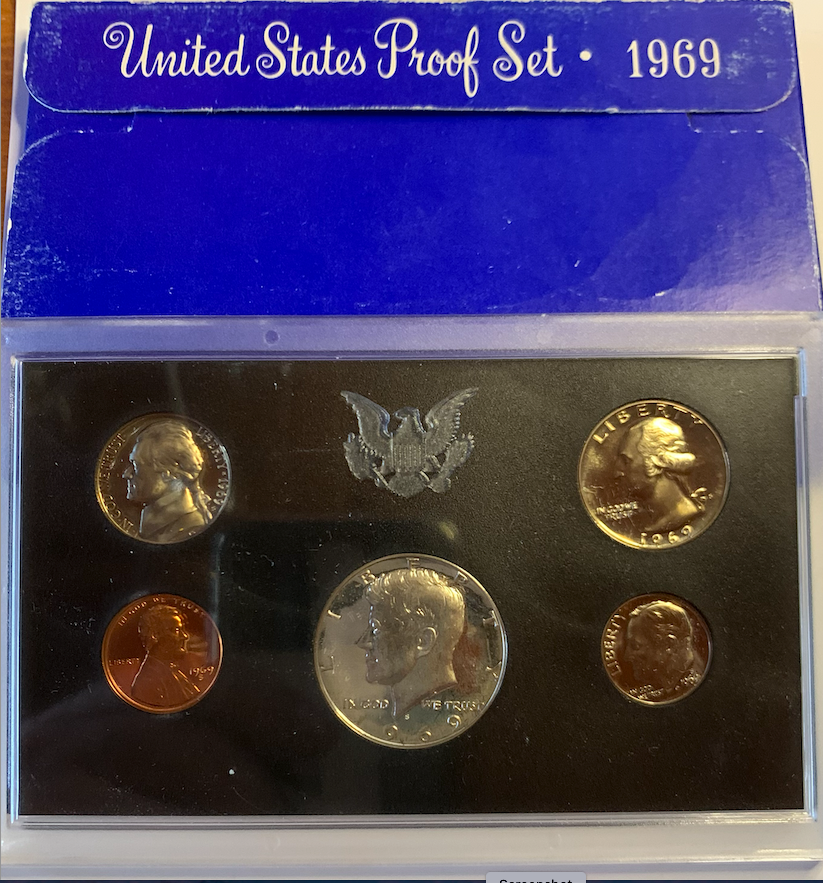 1969-S U.S. Mint Proof Set - 5 Coins in Original Packaging