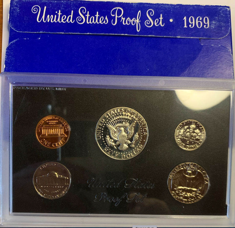 1969-S U.S. Mint Proof Set - 5 Coins in Original Packaging