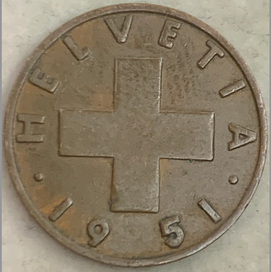 Switzerland 2 rappen, 1948-1974- Low Mintage