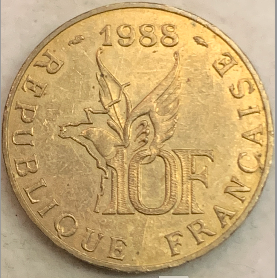 Rare 1988 10 Francs France Coin - 100th Anniversary of Roland Garros