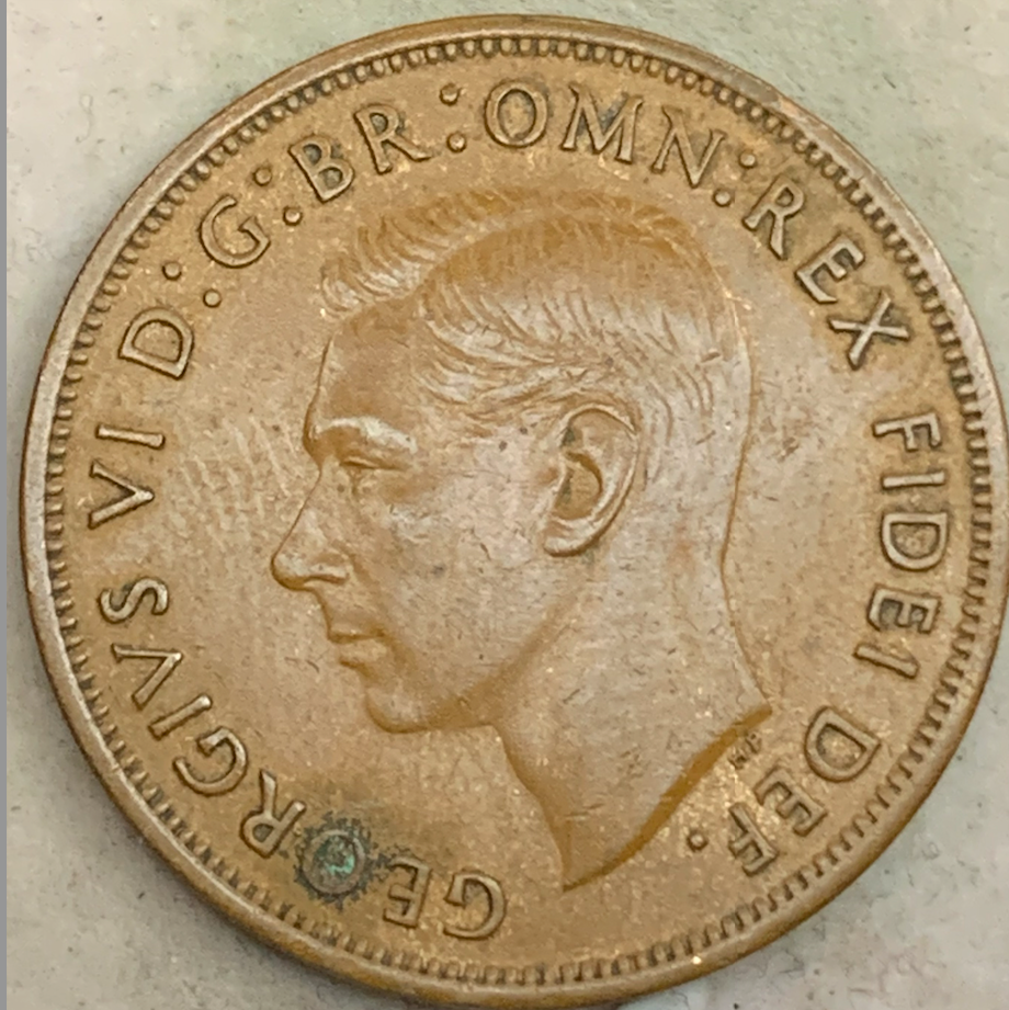 1949 UK 1 Penny - Rare Bronze Coin, King George VI, Limited Mintage