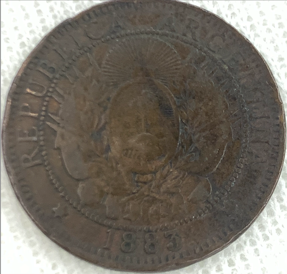 Rare 1883 Argentina 2 Centavos Coin, Only 1.38 Million Minted