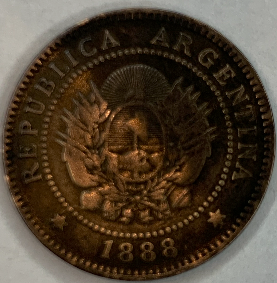 Argentina 1888 1 Centavo - Scarce Bronze Coin, Only 413,000 Minted