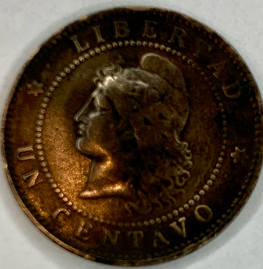 Argentina 1888 1 Centavo - Scarce Bronze Coin, Only 413,000 Minted