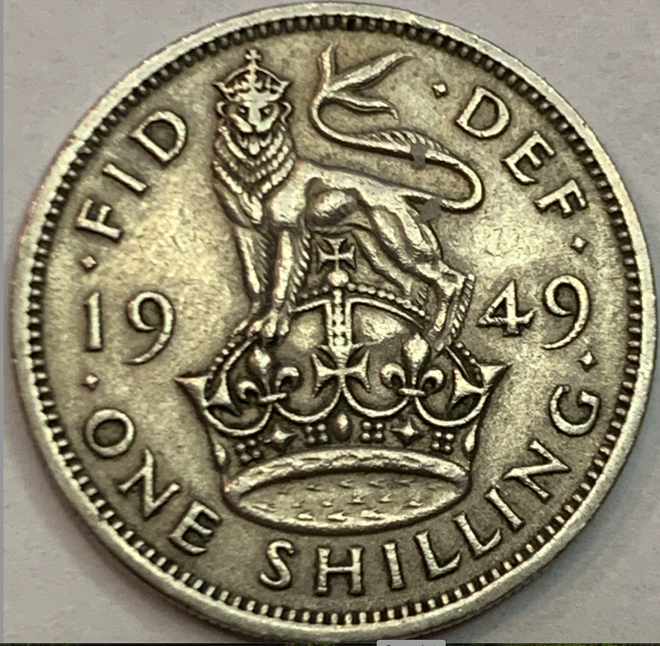 Rare 1949 UK 1 Shilling Coin – English Crest, King George VI