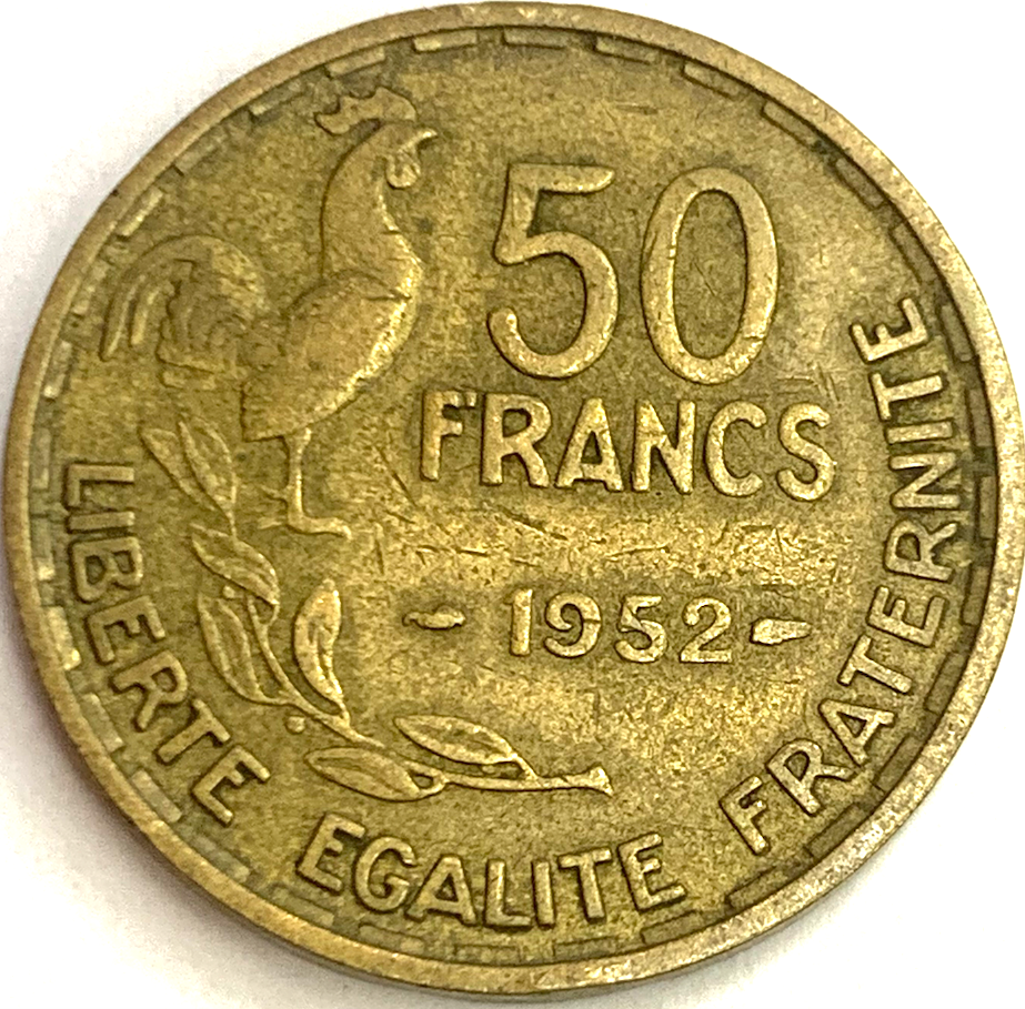 Exclusive 1953/2 France 50 Francs Coin - A Gleaming Jewel of Post-War Europe"