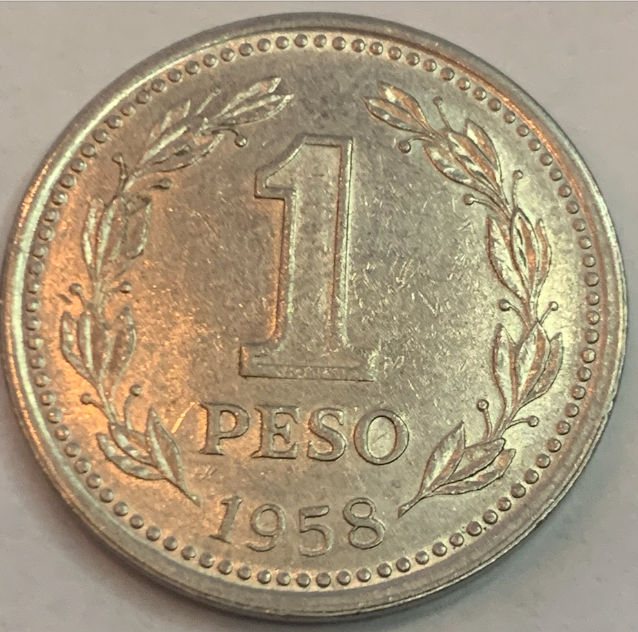 Argentina 1 Peso 1957-1962 - Vintage Nickel-Plated Steel Coin