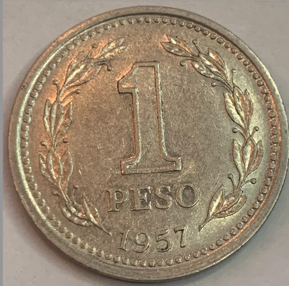 Argentina 1 Peso 1957-1962 - Vintage Nickel-Plated Steel Coin