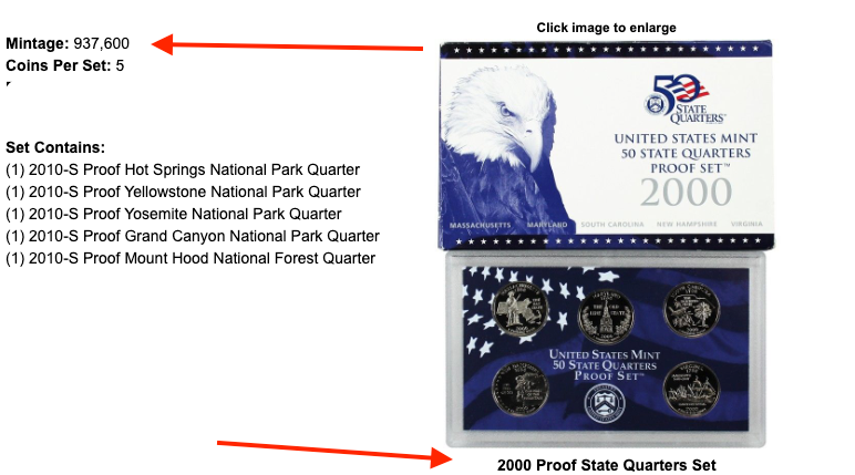 2000-S / 2001-S US Mint 50 State Quarters Proof Sets – Original Boxes/ COAs – Rare Collectibles”