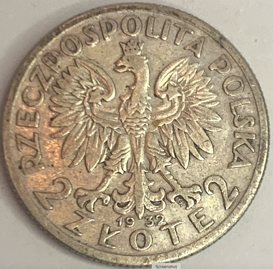 Poland 2 Złote, 1932 - Rare Silver Coin Featuring Head of Polonia